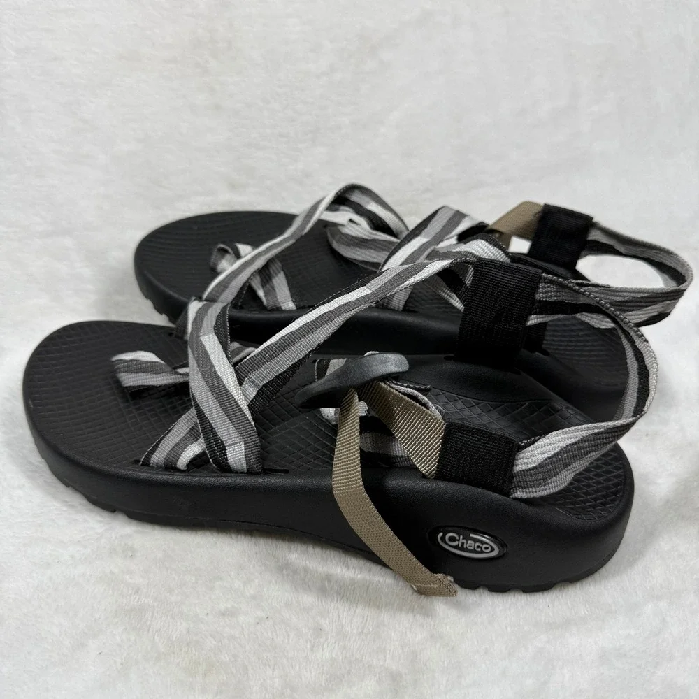 Chaco Z Cloud 2 Mens Sport Sandals Black Gray Striped Strappy Hiking Shoes 7
